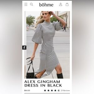 Bohme, “Alex Gingham Dress in Black” - XS / Black - LIKE NEW, WORN ONLY ONCE